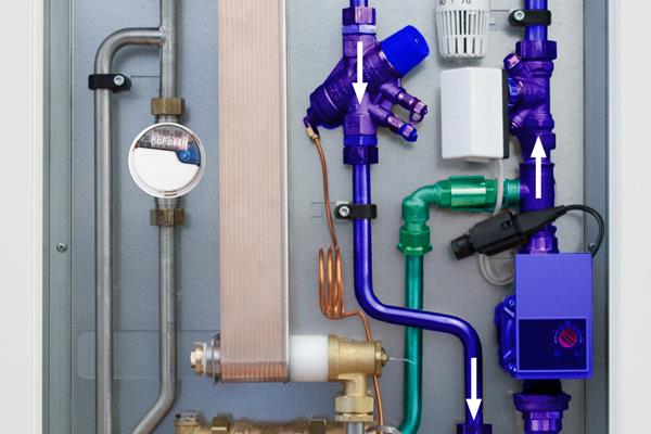 Innenansicht aqotec aqoloft Wohnungsstation Warmwasserbetrieb