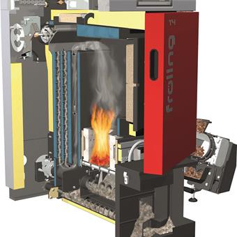 Schnittbild Fröling T4 - Innenansicht des Fröling Hackgutkessels